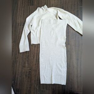 GAP Cream Cowl Neck Sweater Set Cashsoft Oatmeal Midi Skirt Set